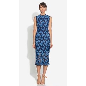 Shoshanna Formal Dress Midnight Blue Lace Sheath Midi Cocktail Party Size 8